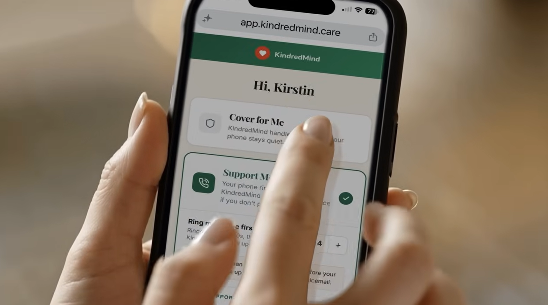 KindredMind schedule settings for check-in calls and reminder calls in your voice